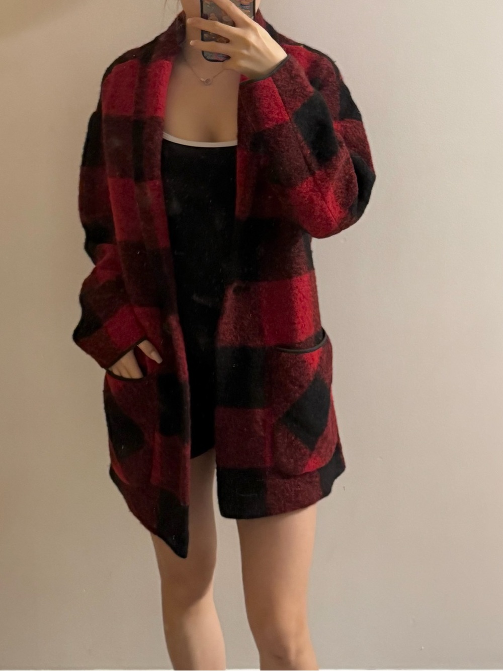 Wilfred Free Off Duty Coat Plaid Red & Black Small